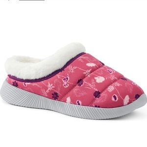 Lands End Women's Ultra Lightweight Clog Slippers Floral Pink Size 7